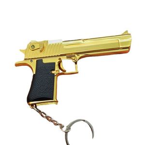 Gold Plated Color Desert Eagle Pistol Keychain Ring Gun Toys DIY Detachable Boys Best Christmas Gift Bag Pendants Accessories 034