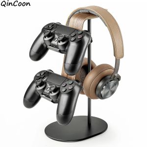 RACKS Controlador universal e suporte de fone de ouvido, controlador de jogos de madeira de alumínio porta -fones de ouvido para PS5 PS4 Xbox One Nintendo Switch