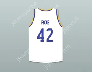 CUSTOM NAY Mens Youth/Kids MATT NOVER RICKY ROE 42 WESTERN UNIVERSITY WHITE BASKETBALL JERSEY WITH BLUE CHIPS PATCH TOP Stitched S-6XL