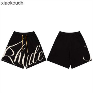 Rhude High end designer shorts for TRACK trendy summer sports casual pure cotton black loose fitting mens basketball shorts With 1:1 original labels