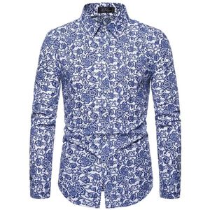 Camisas de vestido masculinas Mens com Long Sle Haiian Camisa de verão Cirtas florais casuais para homens D240507