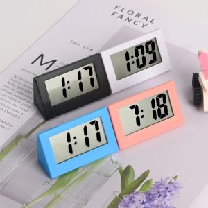 Clocks Mini Clock LED Bedside Digital Display Electric Clocks Kitchen Date Household Triangular Portable Calendar Black