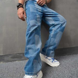 Мужские джинсы мужчины Strt Свободный стильный сплайсин