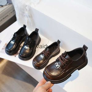 Sneakers Boys black small leather shoes for spring and autumn 2024 childrens school boys girls baby with suit dress performance H240507