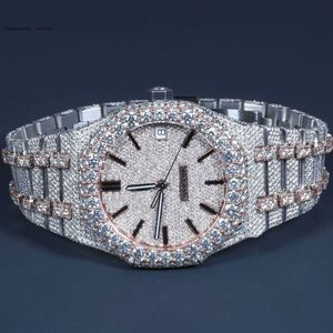 925 실버 힙합 다이아몬드 시계 VVS 프리미엄 품질 고급 힙합 다이아몬드 VVS Moissanite 기계 자동 시계 남성용