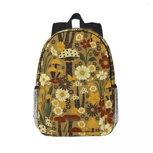 Mochila Red Amarelo 'Green Green Mushrooms' Backpacks Mochilas adolescentes Bookbag Cartoon Sacos de escola Bolsa de ombro de mochila de viagem