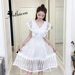 Party Dresses 2024 Summer Elegant Bandage A-Line Dress Women White Short Butterfly Sleeve V-Neck Casual Club Lady Vestidos