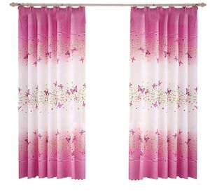 2 Panels Butterfly Flowers Printed Window Curtain Panels with Hooks for Bedroom Living Room Kids Rooms Nursery Window Drapes 1005536164