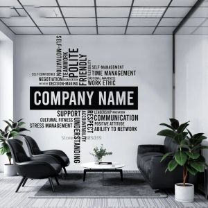 Aufkleber benutzerdefinierte Firmenname Aufkleber Business Office Brief Schild Personalisiertes Dekor Abnehmbare Vinyl -Wandaufkleber Wandaufkleber BD370