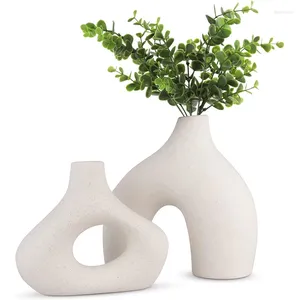 Vasos 2pcs vaso de cerâmica para decoração boêmia minimalista