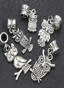 7styles Assorted Bird Owl Dangle 105pcslot Antique Silver Big Hole Beads Fit European Charm Bracelet B1563 B9937975985