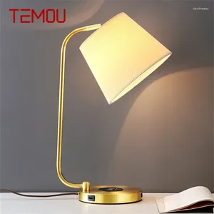 Bordslampor Temou nordisk mässingslampa modern enkelhet vardagsrum sovrum studie led originalitetsskrivbord ljus