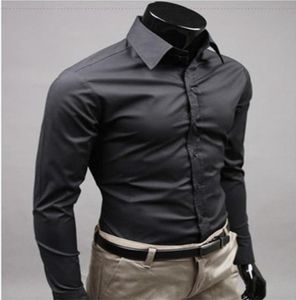 Klasyczne koszule sukienki Single Breasted Long Rleeve Casual Men Odzież Odzież plus wielkości Kolory Candy Slim Fashion Business Men Koszulki M5XL2925070