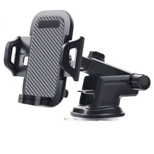 Uppgradera Universal 2in1 Suction Cup Type Navigation Car Phone Carbon Fiber Telescopic Rotary Outlet Clamp Bracket Accessories