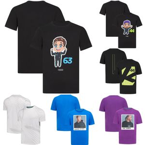 2024 F1 44 63 Driver T-shirt Formula 1 Racing Caricature Camiseta de verão fãs homens homens grandes camisetas de camiseta de camiseta esportiva