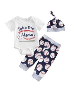 Roupas de roupas recém -nascidas menino de beisebol novo jogador em calças de corredor da cidade 3pcs voltando para casa h240507