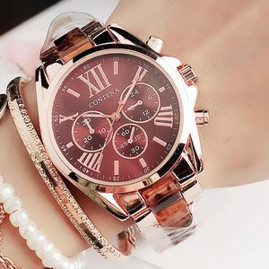 New Women Watches 유명한 고급 브랜드 패션 쿼츠 브라운 여성 손목 시계 제네바 디자이너 선물 201204 256u