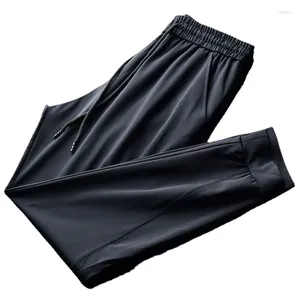 Men's Pants Summer Slim Fit Ice Silk Casual Sports 9-Minute Trousers Trendy Brand Sweatpants