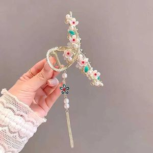 Andere neue Perle Quaste Hair Cl China Style Retro Blumenhaarclip Barrette Legierung Haarnadel Ponytail Clip Crab Hanfu Accessori für Mädchen