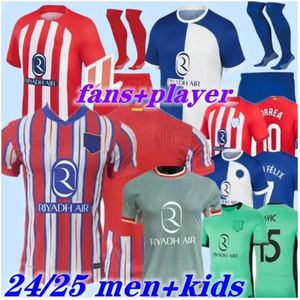 Atletico Madrids Soccer Jerseys Griezmann 24 25 120. rocznica 2023 2024 m.lloreente Koke saul correa cytrynowa koszulka piłkarska Zestaw dla dzieci zestawy mundury mundury