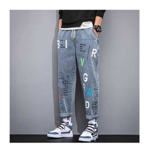 Men's Pants Hot selling street creative letter for men and women printing trend jeans youthful and energetic style loose and fashionable jeans for all seasons J240507