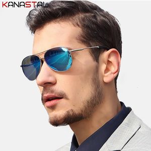 Polarized Sunglasses Men UV400 Retro Sun Glasses Metal Eyeglasses Frame Night Driving Beach Bike Travel Anti Shade Eyewear 240408