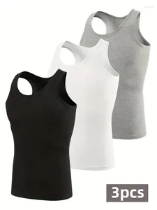 Herren-Tanktoper 3PCS Männer lässig ärmellose T-Shirt Cotton Sports Fitness Weste European Edition