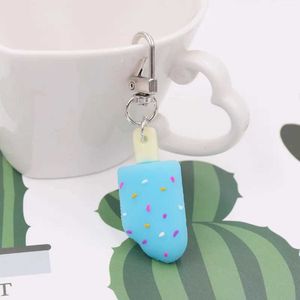 Keychains Lanyards Ny sommar Creative Ins Wind Candy Color Soft Ice Cream Key Ring Car Bag Pendant SMycken