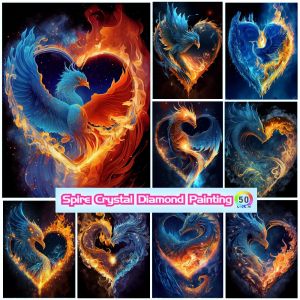 Costura novo 2023 5d Crystal Diamond Pintura Fire Ice Ice Phoenix Eagle Bird Drills Full Borderyer Cross Stitch Art Mosaic Decoração de casa Presentes