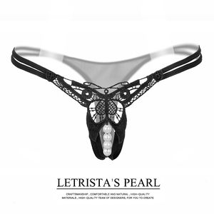 Butterfly with Pearls Tangas Women Sexy G String Miancingi sexy perizoni da donna in pizzo Lingerie Mancciale trasparenti sexy