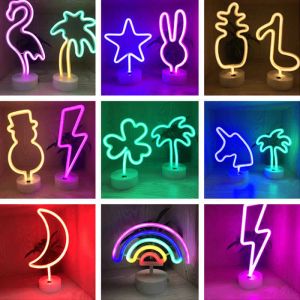 Night Lights Cactus Neon Sign Battery Operated or USB Powered LED Neon Light for Party Decor Lamp Valentine's Day Gift and Girl's Room LL