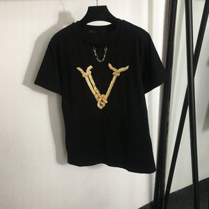 Personality Letters Print T Shirt Chain Ornament Girls Tops Classic Short Sleeve Tees Summer Cotton Shirts Designer Camis