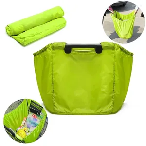 Einkaufstaschen 100pcs/Los wiederverwendbares Polyesterfaltbarer Supermarkt mit großer Kapazität Blanker Lebensmittel-Nylon-Trolley-Trolley-Tote-Bag