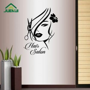 Stickers Hair Salon Logo Girl with Stylish Hair Wall Stickers for Living Room Vinyl Removable Wall Decals Decoration Bedroom Murals K439