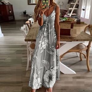 Plus Size Spring Summer Dres Floral Print Vneck Long Dresses Casual Bohemian Hormes Beach Party Dress Elegant 240422