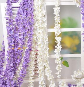 Helt nya hantverk 34 cm konstgjorda wisteria blommor vinrankade handgjorda hängande girland bröllop hem dekorativ rotting 14 color4554134