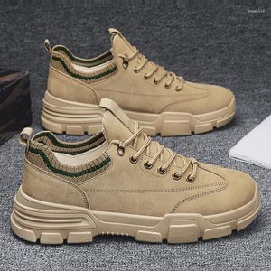 Casual Shoes Spring Autumn Men's Elastic Collar Man Lace Up Breattable Walking Outdoor Work Shoe Plat Canvas Footwear