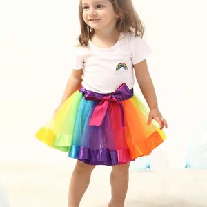 GWAE TUTU Dress New Tutu Skirt Baby Girl Virts 9M-8T Princess Mini Pettiscirt Party Dance Rainbow Tulle Chairts Girls Girls Clothing Clothing D240507