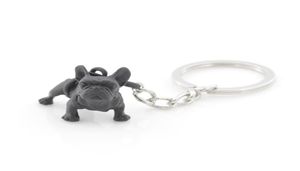 Metal Black French Bulldog Key Chain Cute Dog Animal Keychains Keyrings Women Bag Charm Pet Jewelery Gift Whole Bulk Lots 2206806037