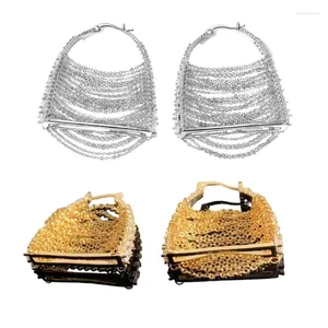 Dangle Earrings Unique Bag Fringe Stainless Steel Women's Ear Clips Accessories 634D