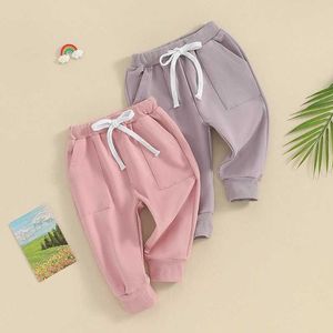 Trousers 2pcs Girls Pants Set Child Children Girl Long High Waist Kids Cotton Soft Leggings Sweatpant H240507