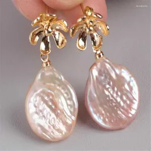 Dangle Ohrringe Coin Pink Tropfen Barock Perlenohrring 18K Haken Alltag Unisex Minimalist Hochzeitsohrmanschette handgefertigt moderne Platinum