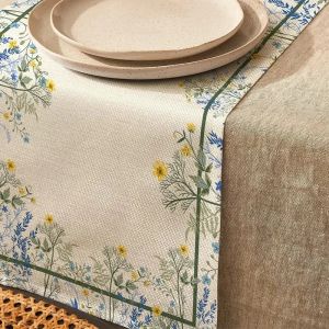 Linens 1pc Floral Print Mandala Pattern Table Runner, Boho Polyster Table Runner para sala de jantar Cottagecore Polyster Table Liner