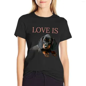 Kvinnors polos Love Is Cute Dachshund Dog Mom Dad Doxie Lover T-shirt Tees Shirts Graphic Summer Bluses Woman 2024