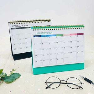 Kalender 23x19cm stor skrivbordskalender 2024 Stående Flip Desktop Kalender Daglig planering Månadskalender för heminspelningsevenemang