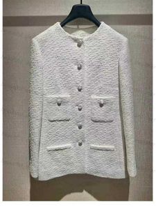Luxury designer women's jacket style small fragrant white dress women's long jacket cardigan spring and autumn coarse tweed high-end top