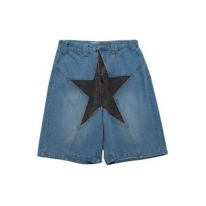 Men's Jeans Jeans Denim Shorts Men Star Patchwork Summer Designer Mens Bleached Retro Big Size Short Pants Trousers9gnz