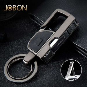 Jobon Style Mode Multifunktionales Metall 3 in 1 Schlüsselkette mit Nagelschneider LED LED Light Car Keychain mit Geschenkbox