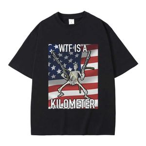 Męskie koszulki 2023 Moda Summer WTF to kilometr Śmieszny szkielet mem graficzny graficzny nadruk T Shirt Men Women Fashion Casual Vintage Tshirt Mężczyzna T240506