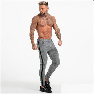 Mens Pants New Casual Plaid Men Bottom Streewear Chino Slim Fit Jogger Male Skinny Sweatpants Trousers Track1 Drop Delivery Apparel Cl Dhwep